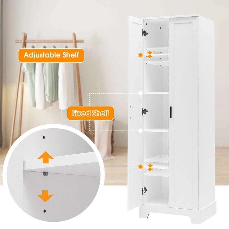 Storage Cabinet with Two Doors for Bathroom, Office, Adjustable Shelf, MDF Board