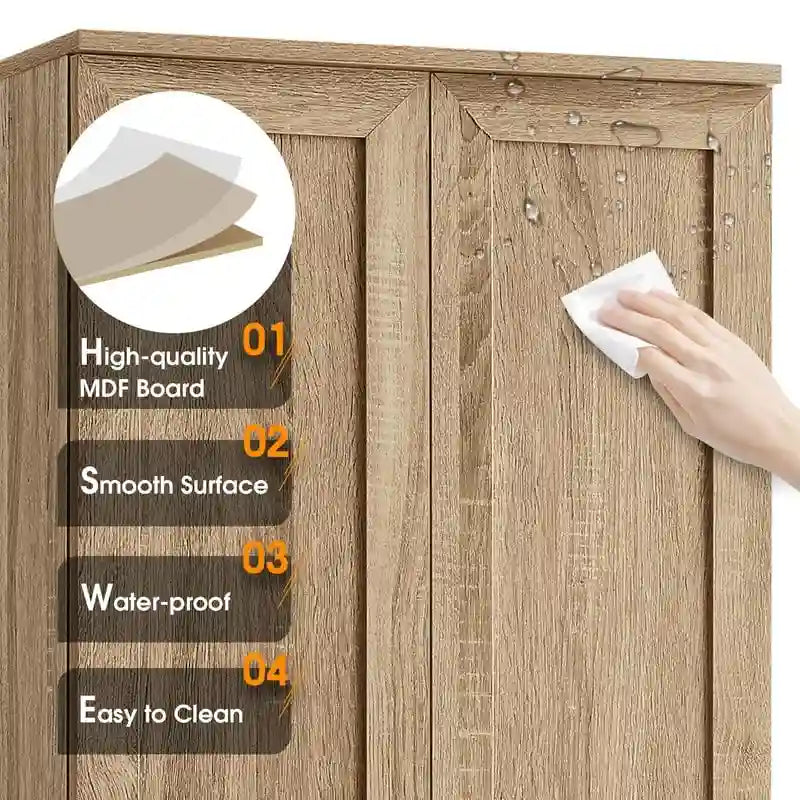 Storage Cabinet with Two Doors for Bathroom, Office, Adjustable Shelf, MDF Board