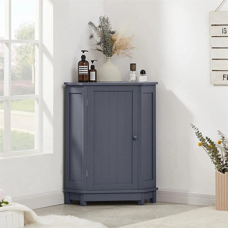 Bathroom Storage Cabinet with Adjustable Shelves,Free Standing Corner Cabinet with Single Door,Freestanding Floor Cabinet