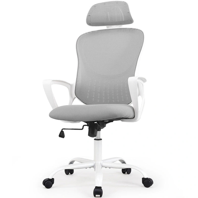 Ergonomic Office Chair, Comfy Computer Desk Chair Mesh High Back with Fixed Arms and Adjustable Headrest, Swivel RollingChair