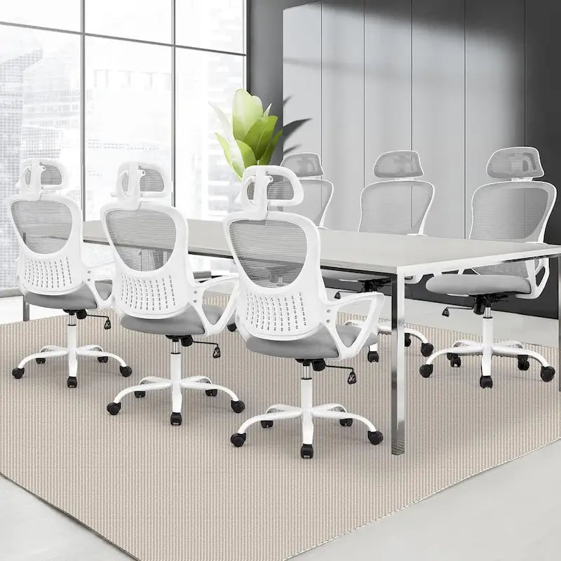 Ergonomic Office Chair, Comfy Computer Desk Chair Mesh High Back with Fixed Arms and Adjustable Headrest, Swivel RollingChair