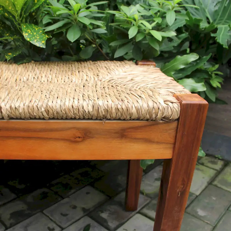 M4H Nessie Solid Wood Natural Seagrass Indoor Bench