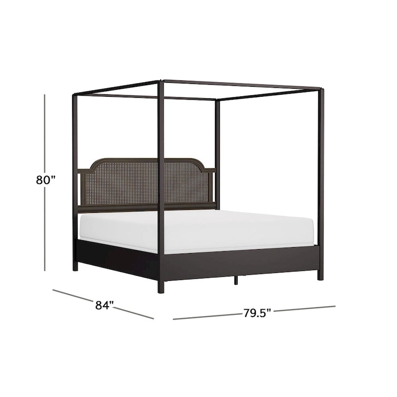 Hillsdale Furniture Melanie Wood and Metal Canopy Bed, Oiled Bronze