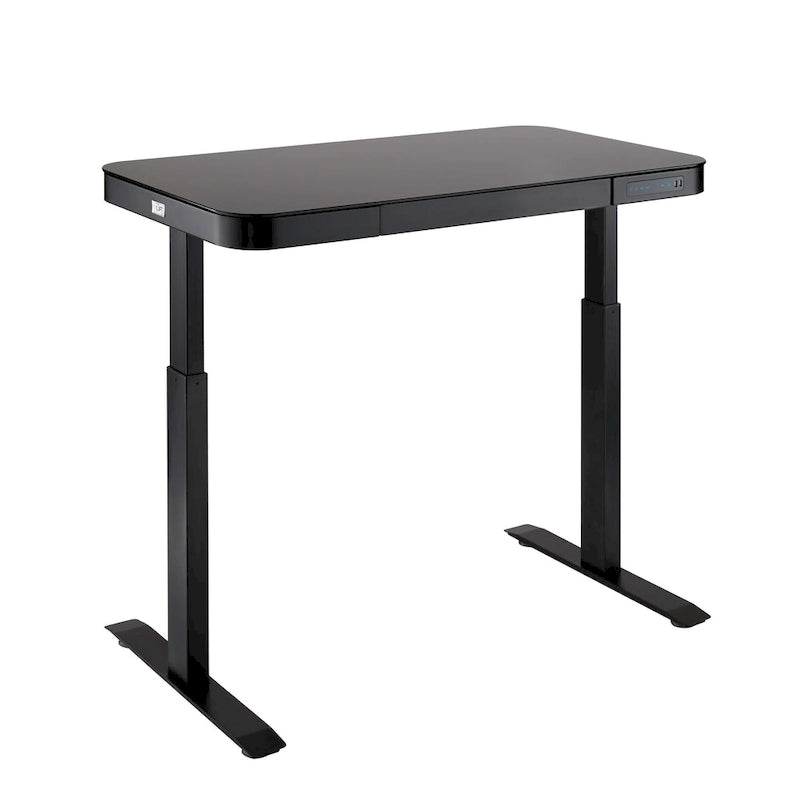 AIRLIFT 47.5 in Tempered Glass Electric Standing Desk Top Dual 2.4A USB Charging Port Height Adjustable to 47.5 in H