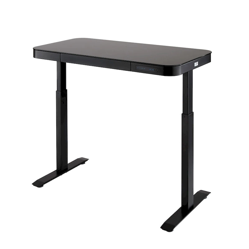 AIRLIFT 47.5 in Tempered Glass Electric Standing Desk Top Dual 2.4A USB Charging Port Height Adjustable to 47.5 in H