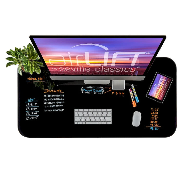 AIRLIFT 47.5 in Tempered Glass Electric Standing Desk Top Dual 2.4A USB Charging Port Height Adjustable to 47.5 in H