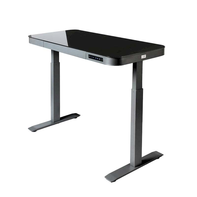 AIRLIFT 47.5 in Tempered Glass Electric Standing Desk Top Dual 2.4A USB Charging Port Height Adjustable to 47.5 in H