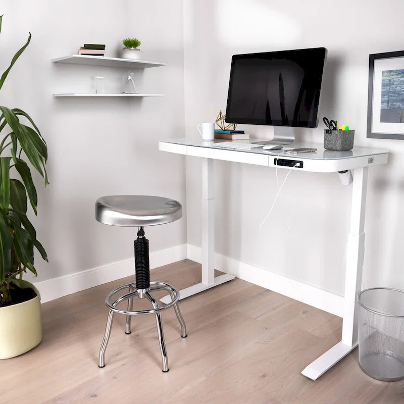 AIRLIFT 47.5 in Tempered Glass Electric Standing Desk Top Dual 2.4A USB Charging Port Height Adjustable to 47.5 in H