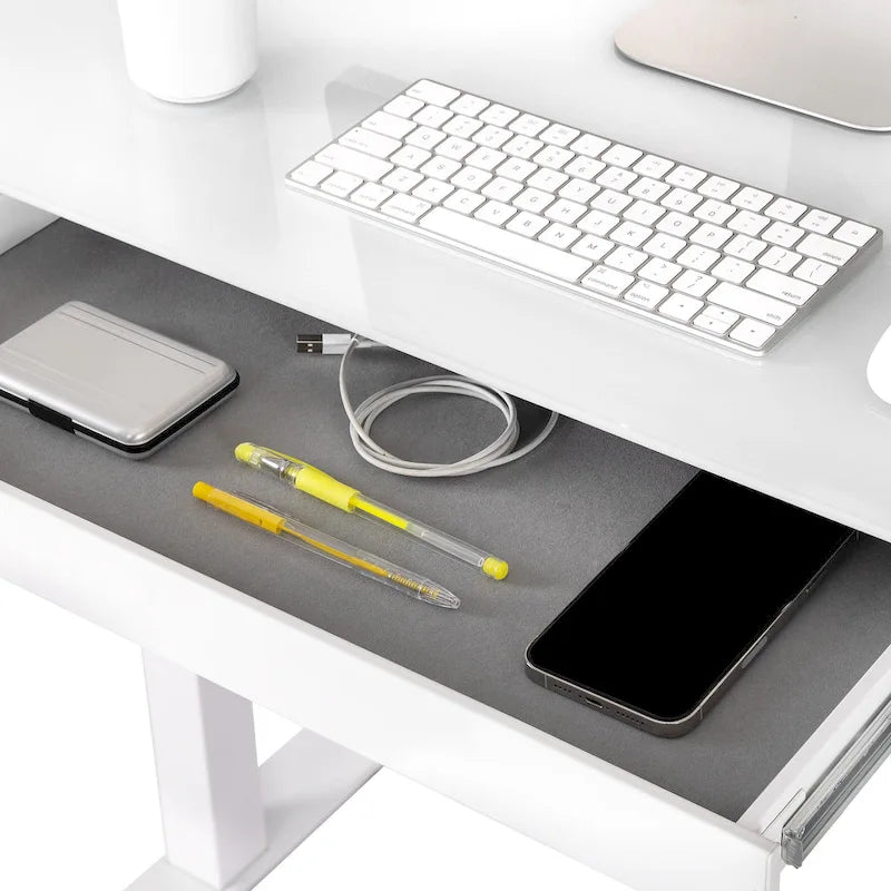 AIRLIFT 47.5 in Tempered Glass Electric Standing Desk Top Dual 2.4A USB Charging Port Height Adjustable to 47.5 in H
