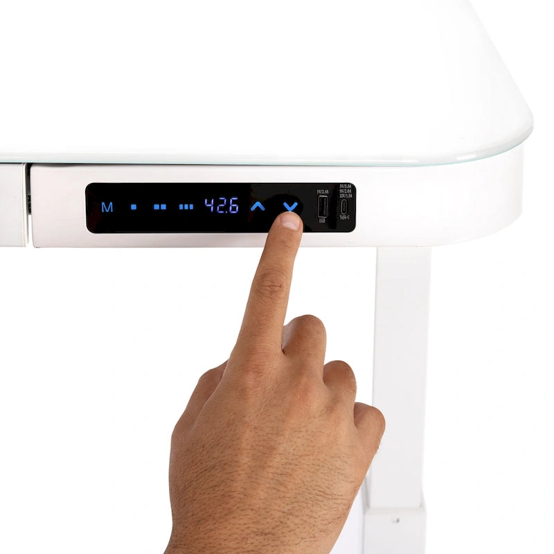 AIRLIFT 47.5 in Tempered Glass Electric Standing Desk Top Dual 2.4A USB Charging Port Height Adjustable to 47.5 in H