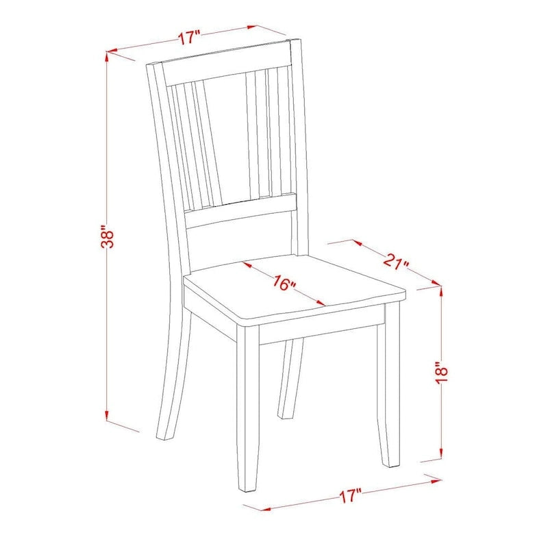 East West Furniture Dudley Dining Room Chairs - Slat Back Chairs, Set of 2, Mahogany (Seat Options)