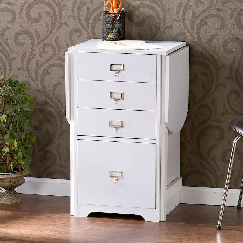 SEI Furniture London White Fold-out Organizer and Craft Desk