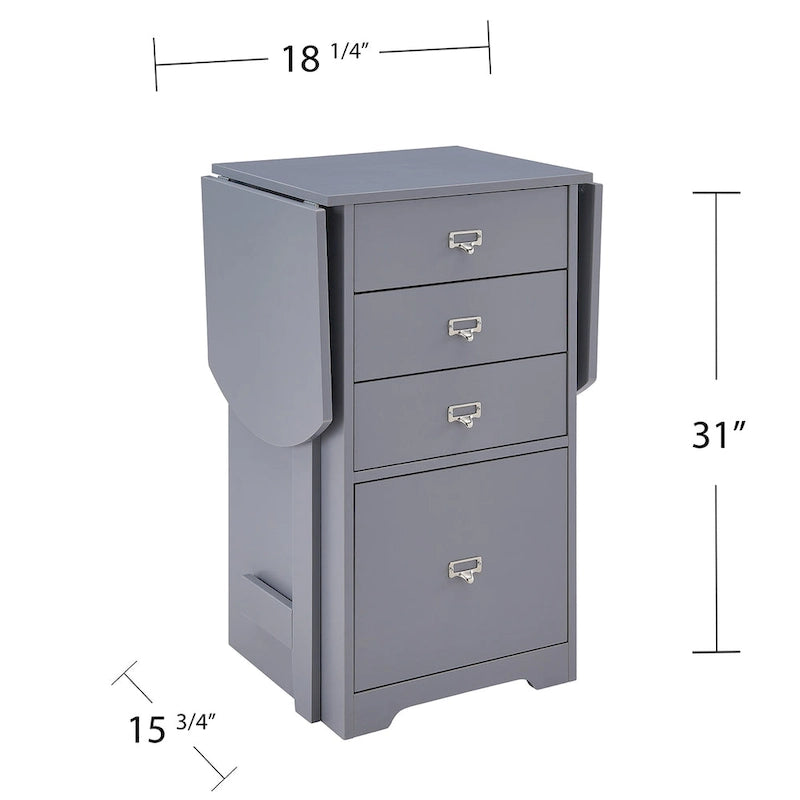 SEI Furniture London White Fold-out Organizer and Craft Desk