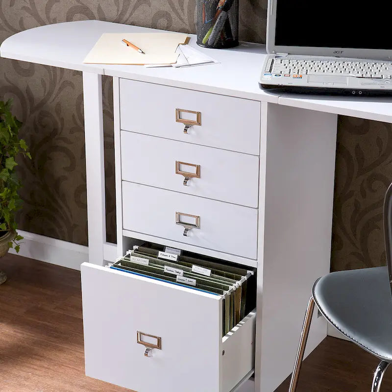 SEI Furniture London White Fold-out Organizer and Craft Desk