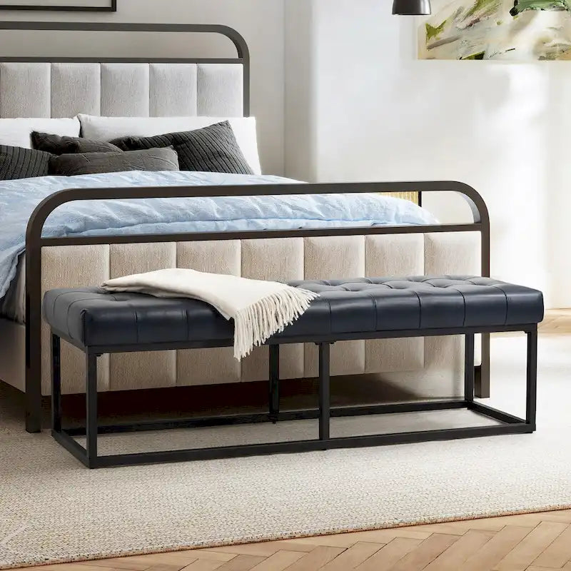 Alicia Classic Genuine Leather Durable Easy Suitable Bedroom Bench by HULALA HOME