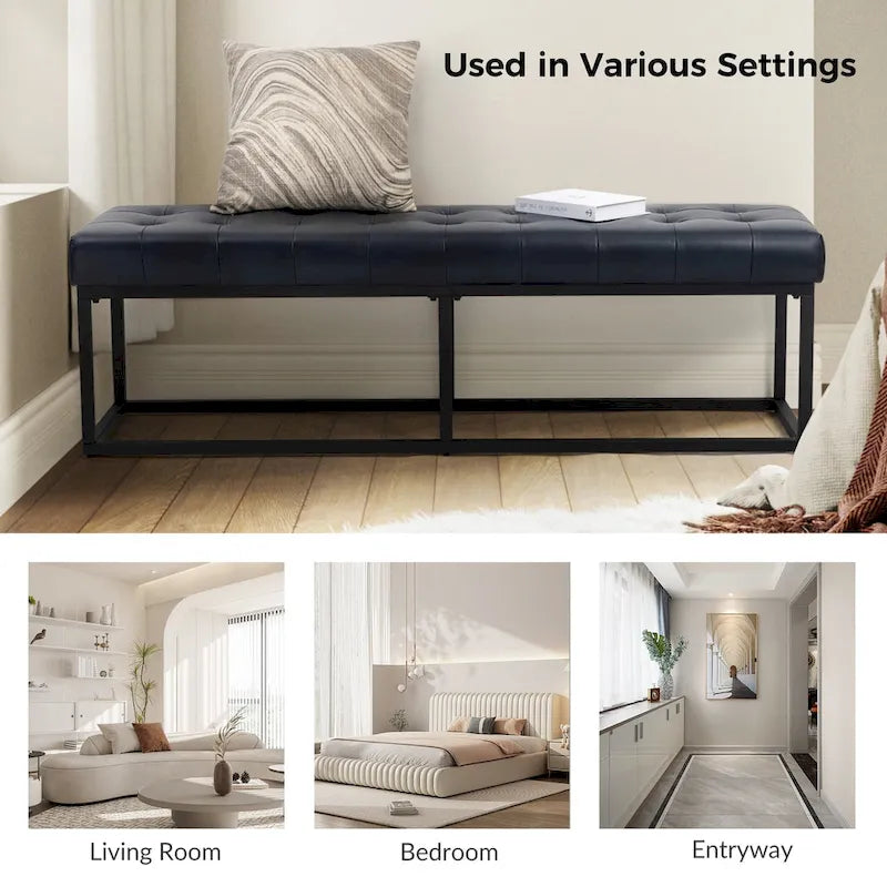 Alicia Classic Genuine Leather Durable Easy Suitable Bedroom Bench by HULALA HOME
