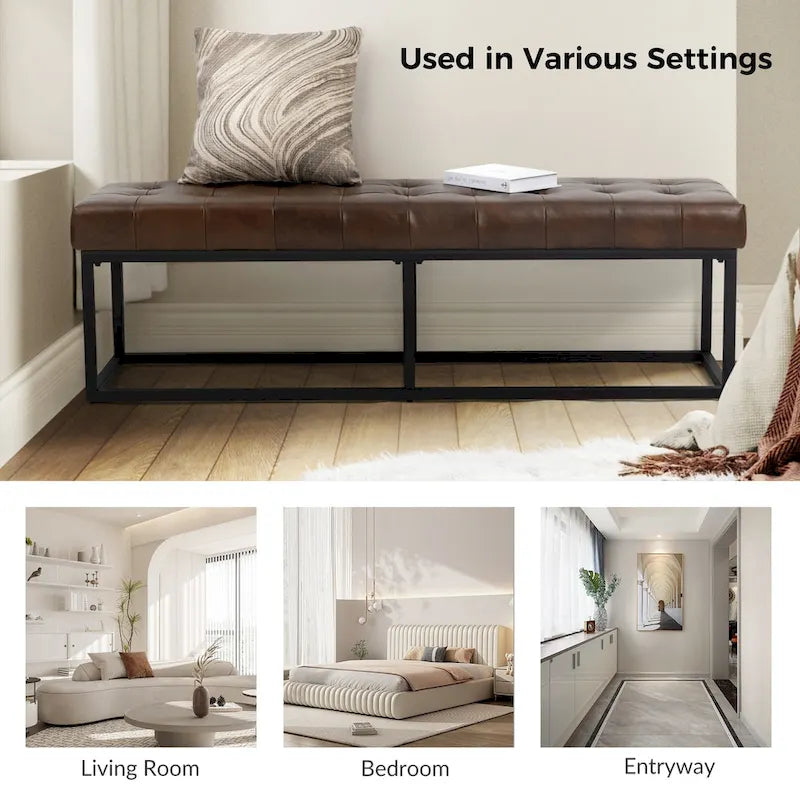 Alicia Classic Genuine Leather Durable Easy Suitable Bedroom Bench by HULALA HOME