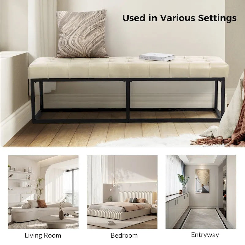 Alicia Classic Genuine Leather Durable Easy Suitable Bedroom Bench by HULALA HOME