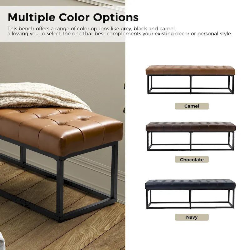 Alicia Classic Genuine Leather Durable Easy Suitable Bedroom Bench by HULALA HOME