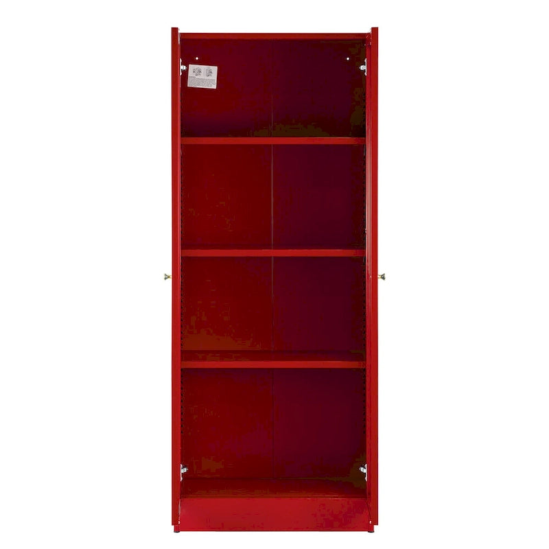 Avice 59-inch Red French Door Metal Cabinet
