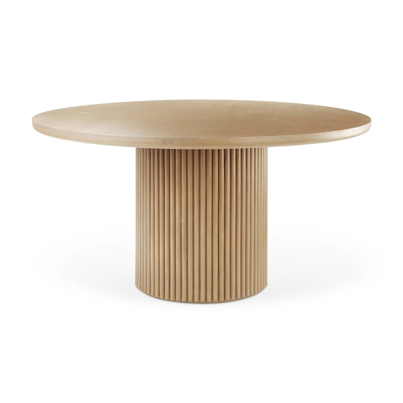 Terra Dark Brown Solid Wood w/ Fluted Base Round Dining Table