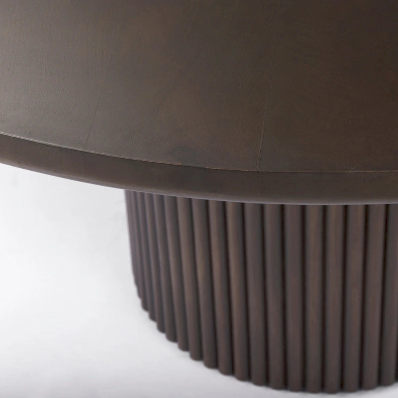 Terra Dark Brown Solid Wood w/ Fluted Base Round Dining Table
