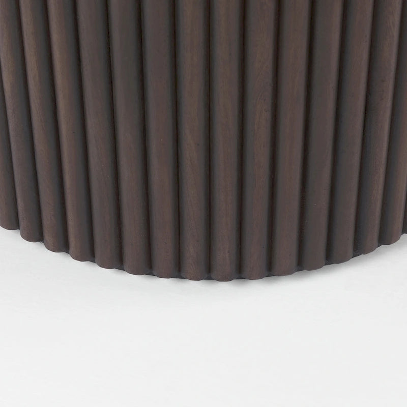 Terra Dark Brown Solid Wood w/ Fluted Base Round Dining Table