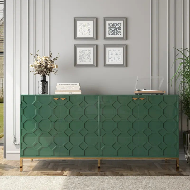 Clihome Storage High Gloss Entertainment Centers TV Stand, Sideboard