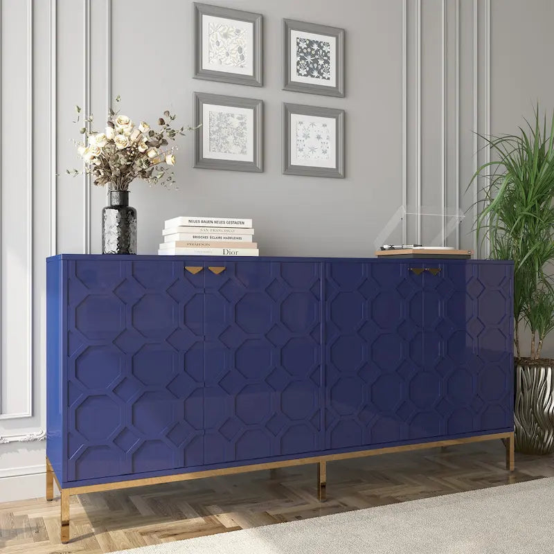 Clihome Storage High Gloss Entertainment Centers TV Stand, Sideboard