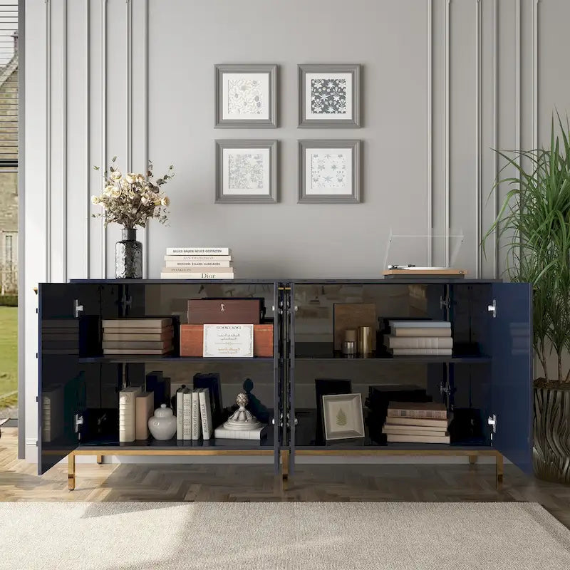 Clihome Storage High Gloss Entertainment Centers TV Stand, Sideboard