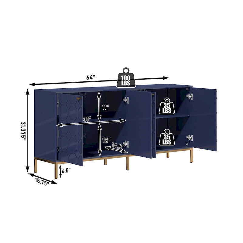 Clihome Storage High Gloss Entertainment Centers TV Stand, Sideboard