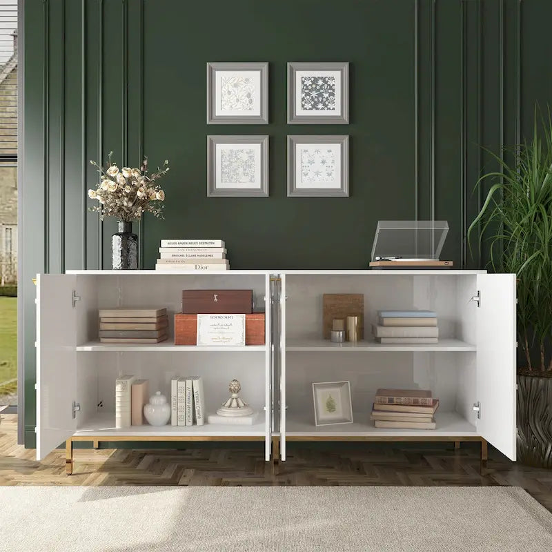 Clihome Storage High Gloss Entertainment Centers TV Stand, Sideboard