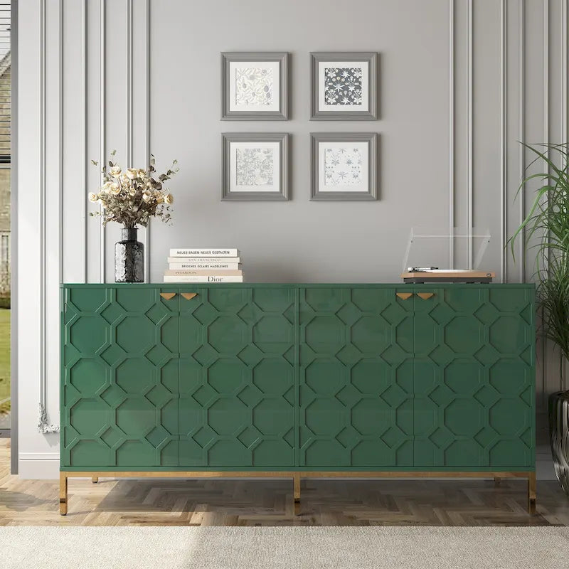 Clihome Storage High Gloss Entertainment Centers TV Stand, Sideboard