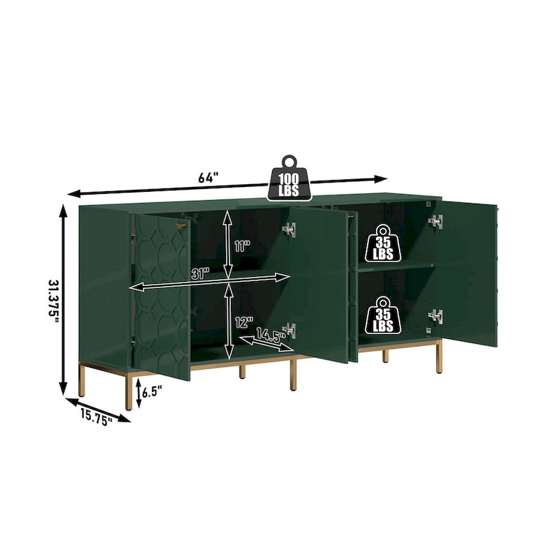 Clihome Storage High Gloss Entertainment Centers TV Stand, Sideboard
