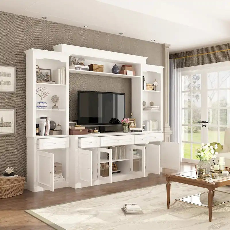 Large Entertainment Center Bookshelves 57x38 inch Hutch Space for TV