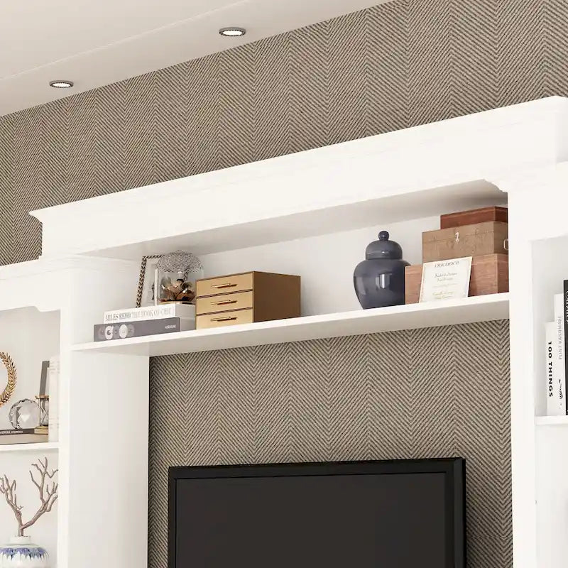 Large Entertainment Center Bookshelves 57x38 inch Hutch Space for TV