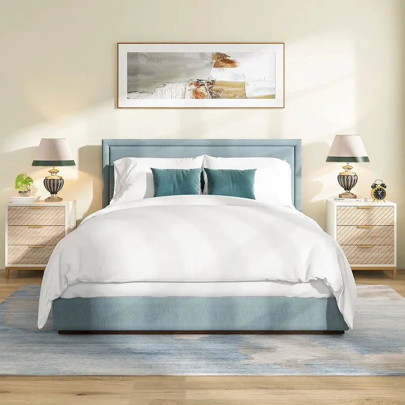 Night Stands Bedside Table with Drawers, Modern Wood Grain Nightstand for Bedrooms