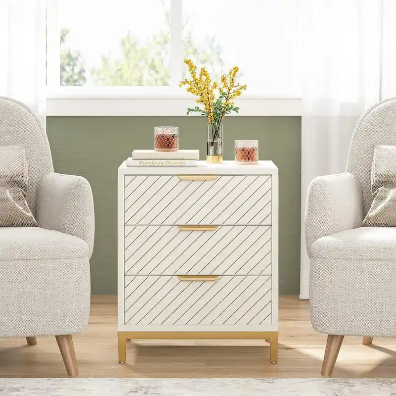 Night Stands Bedside Table with Drawers, Modern Wood Grain Nightstand for Bedrooms
