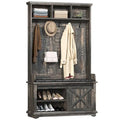 Moasis Hall Tree with Shoe Bench, Coat Rack Organizer for Entryway Hallway
