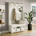 John Louis Home Solid Wood Hall Tree with Shoe and 2 Bin Storage