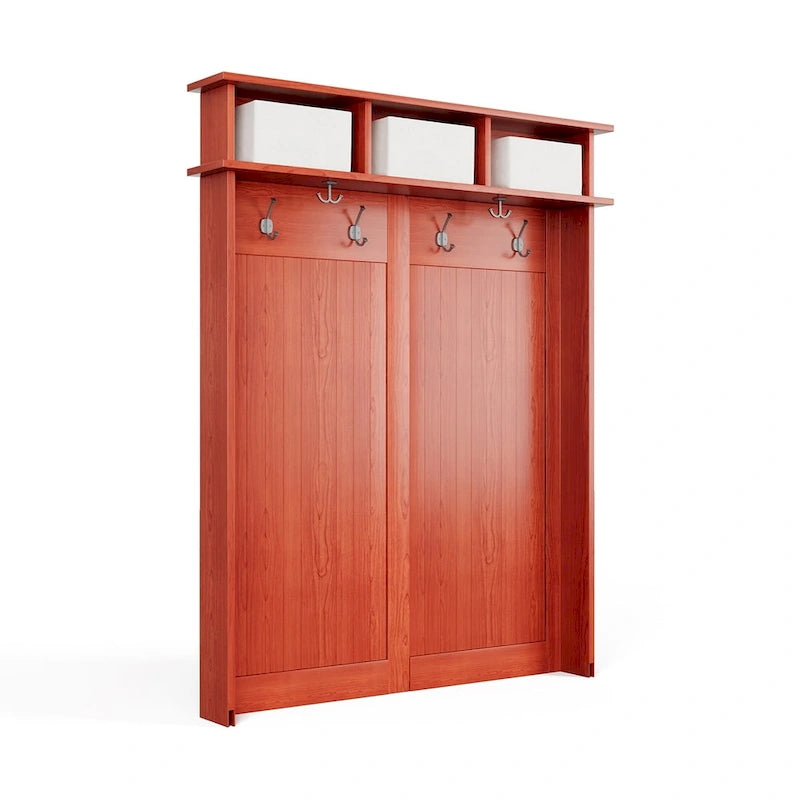 John Louis Home Solid Wood Hall Tree with Shoe and 2 Bin Storage