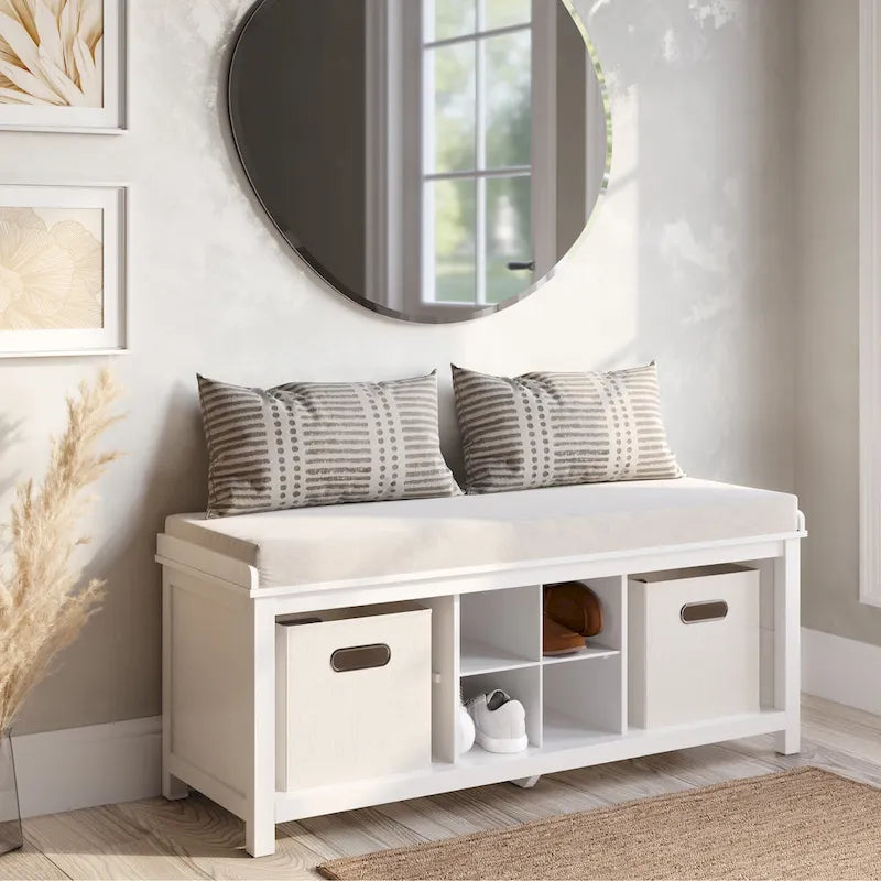 John Louis Home Solid Wood Hall Tree with Shoe and 2 Bin Storage