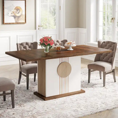 55 inches Wood Rectangle Dining Table for Kitchen Dining Room - N/A
