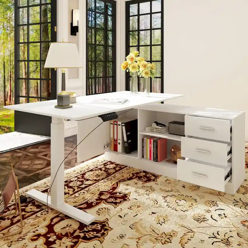 Ultimate Home Office Desk with Electric Lift Top Wrting Desk Working