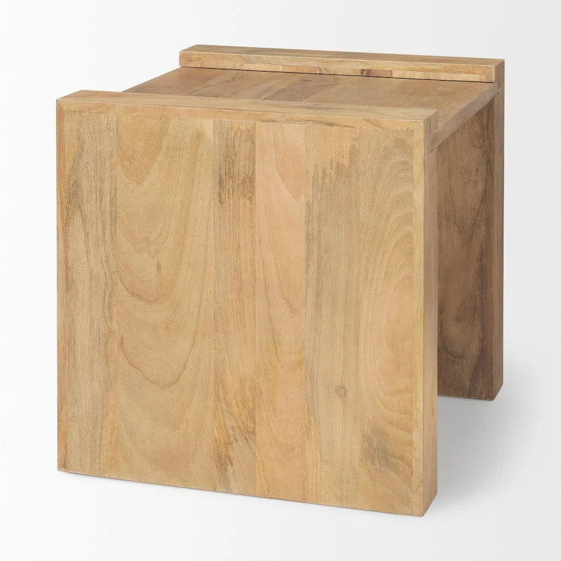 Athelia Light Brown Solid Wood Square Accent Table