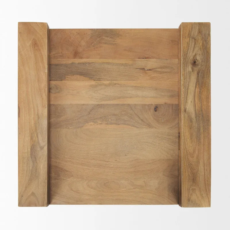 Athelia Light Brown Solid Wood Square Accent Table