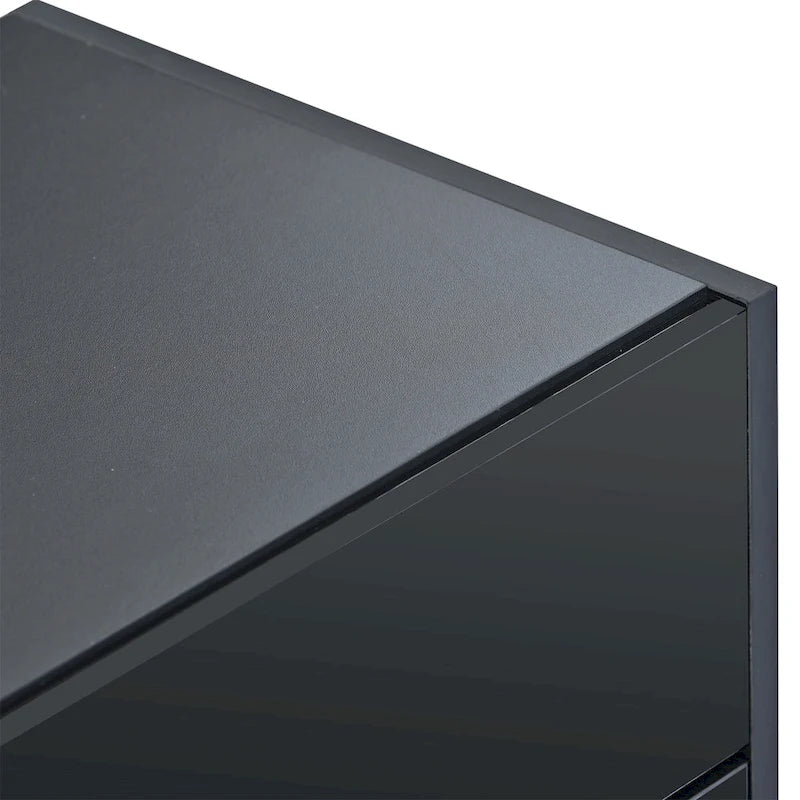 Modern Rectangle TV Stand for TVs Up to 80 with High Gloss UV Surface