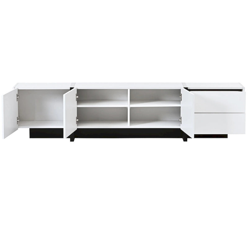 Modern Rectangle TV Stand for TVs Up to 80 with High Gloss UV Surface