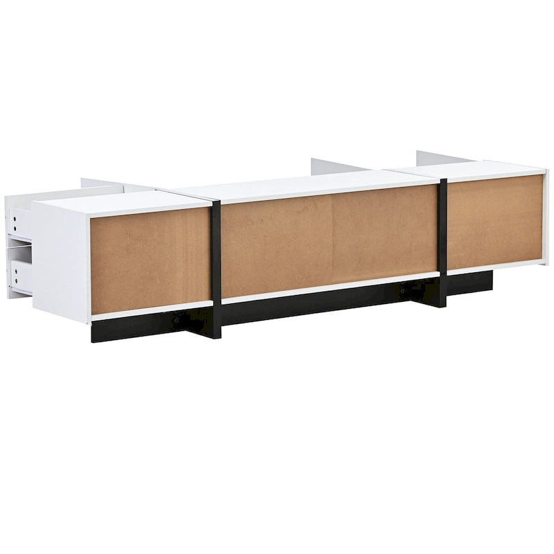 Modern Rectangle TV Stand for TVs Up to 80 with High Gloss UV Surface