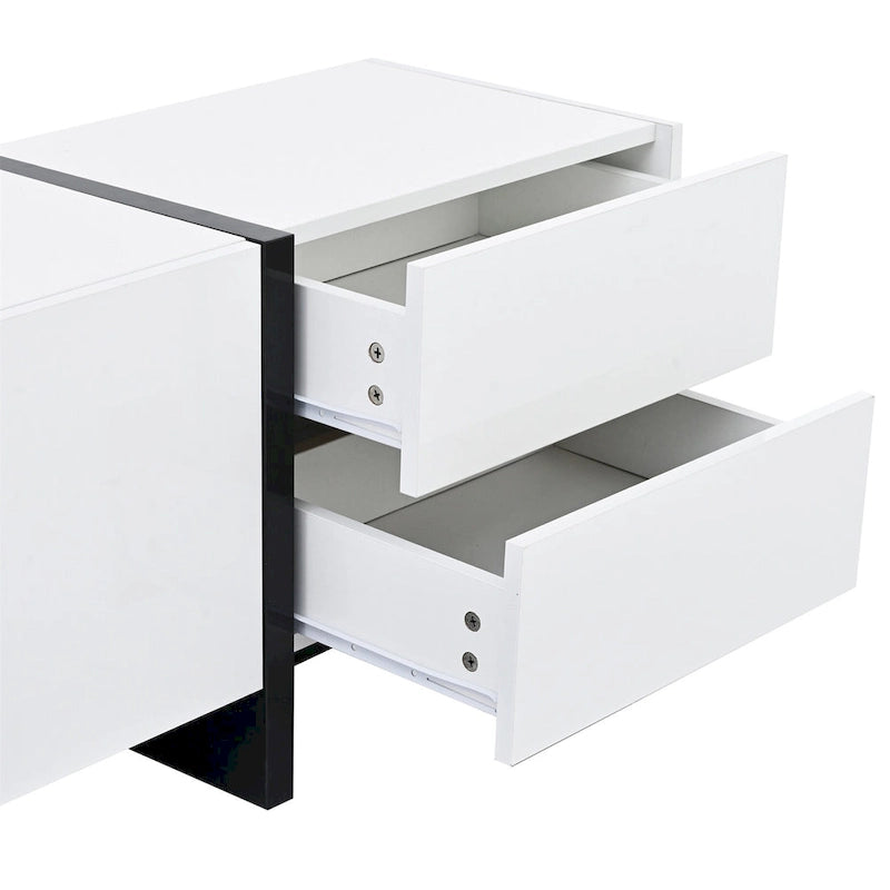 Modern Rectangle TV Stand for TVs Up to 80 with High Gloss UV Surface